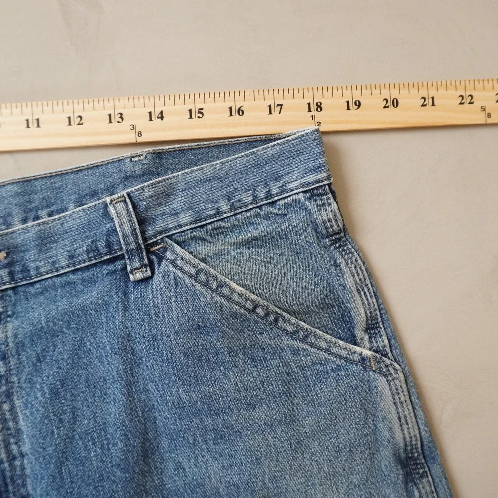 Vintage Wrangler Hero Carpenter Shorts 36 Mens Blue Denim Workwear